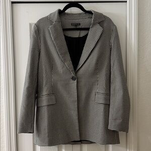 Adrianna Papell Black and Cream Houndstooth Blazer